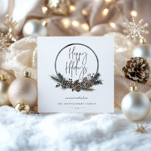 Natural Pine Hoop Wreath Holiday Card Feiertagskarte
