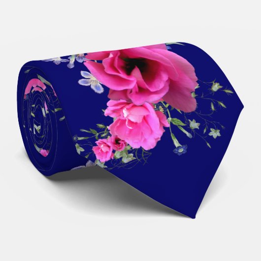 Natural Pink Geranium Blume Power Krawatte (Gerollt)