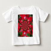 Natural Red Blume White Feather kaleidoscope art Baby T-shirt (Vorderseite)