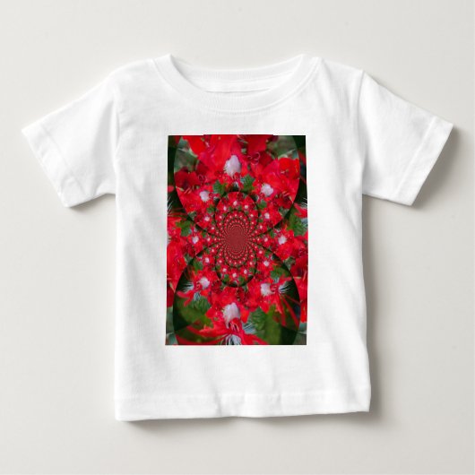 Natural Red Blume White Feather kaleidoscope art Baby T-shirt (Vorderseite)