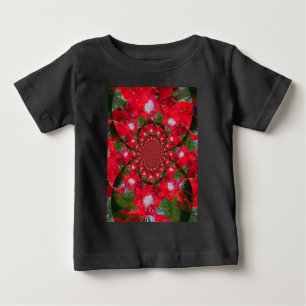 Natural Red Blume White Feather kaleidoscope art Baby T-shirt