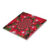 Natural Red Blume White Feather kaleidoscope art Fliese (Seite)