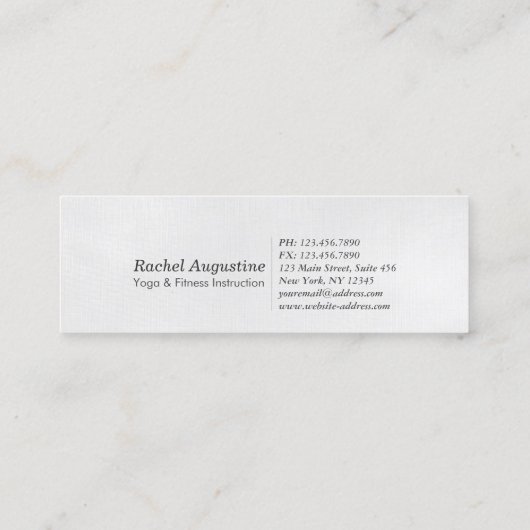 Natural Reiki Master and Yoga Mediation Instructor Mini Visitenkarte (Rückseite)