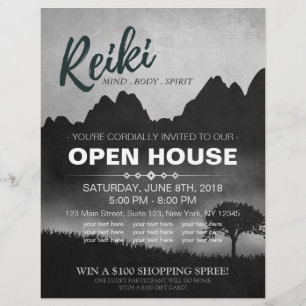 Natural Reiki Master & Yoga Lehrer Open House Flyer