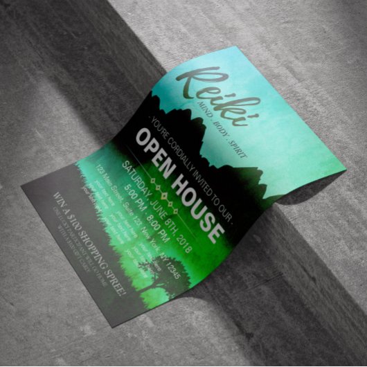 Natural Reiki Master & Yoga Lehrer Open House Flyer