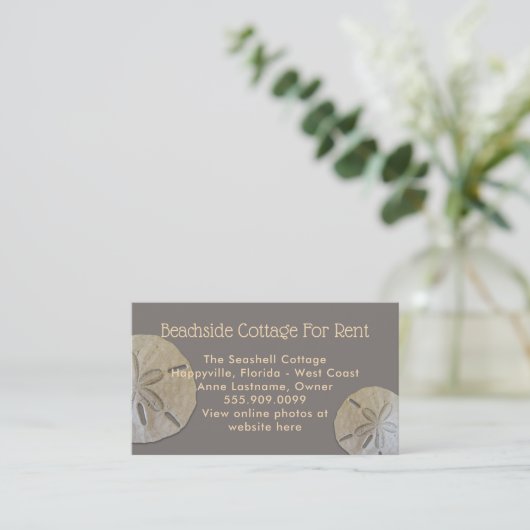 Natural Sand Dollars Custom Foto Rental Ad Visitenkarte (Stehend Vorderseite)