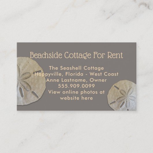 Natural Sand Dollars Custom Foto Rental Ad Visitenkarte (Vorderseite)