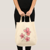 Natural Shoult Tote Bag mit 3 rosa Blume - EG Tragetasche (Vorderseite (Produkt))