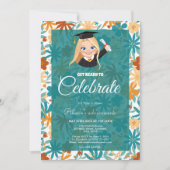 Natural Steel Blue Overlay Wildblume Abschluss Einladung (Vorderseite)