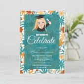 Natural Steel Blue Overlay Wildblume Abschluss Einladung (Stehend Vorderseite)