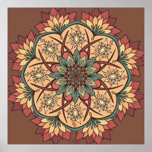 Natural Sun Earth Rhythm Mandala Poster (Vorne)