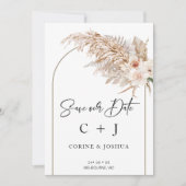 Natural Tones Arch Dry Floral Save the Date Card Einladung (Vorderseite)