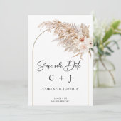 Natural Tones Arch Dry Floral Save the Date Card Einladung (Stehend Vorderseite)