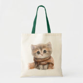 "Natural Tote Bag: Niedlich Kitty in Öko-Chic Styl Tragetasche (Vorne)