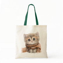 "Natural Tote Bag: Niedlich Kitty in Öko-Chic Styl