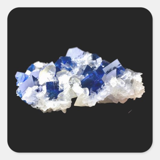 Natural Transparent Deep Blue Florrite Quadratischer Aufkleber (Vorderseite)
