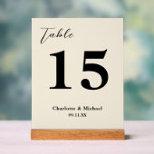 Natural White Minimalist Wedding Table Number Acrylschild (Neutral)