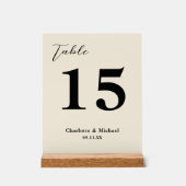 Natural White Minimalist Wedding Table Number Acrylschild (Vorderseite)