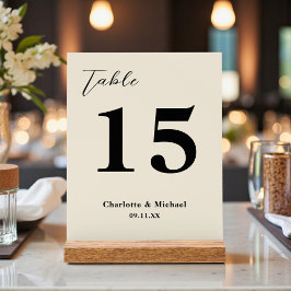 Natural White Minimalist Wedding Table Number Acrylschild
