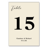 Natural White Minimalist Wedding Tischnummer (Rückseite)