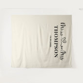 Natural White | Mr and Mrs Elegant Simple Backdrop Wandteppich (Vorderseite (Horizontal))