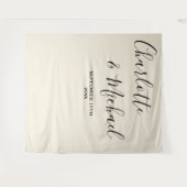 Natural White Script Minimalist Wedding Backdrop Wandteppich (Vorderseite (Horizontal))