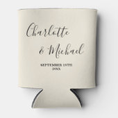 Natural White Script Minimalist Wedding Dosenkühler (Vorderseite)