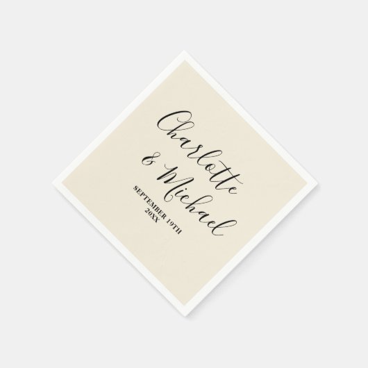 Natural White Script Minimalist Wedding Serviette (Ecke)