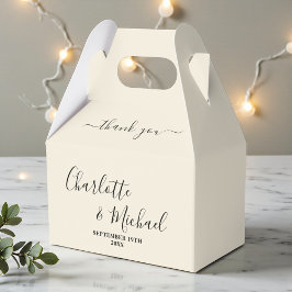 Natural White Script Minimalist Wedding Thank You Geschenkschachtel