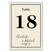 Natural White Script Minimalist Wedding Tischnummer (Vorderseite)