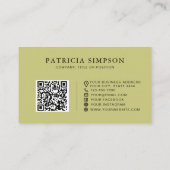 Natural Wild Willow Green QR Code Organic Earthy Visitenkarte (Rückseite)