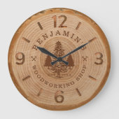 Natural Wood Slice Personalisierte Holzbearbeitung Große Wanduhr (Vorderseite)