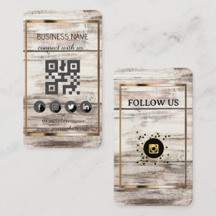 Natural wood style-Social Media QR-Code Visitenkarte