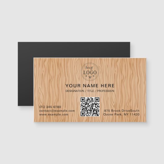 Natural Wood Texture Magnetic Business Card Magnetkarte (Vorne/Hinten)