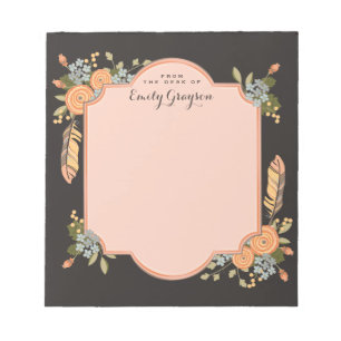 Natural Woodland Floral Personalisiert Notepad Notizblock