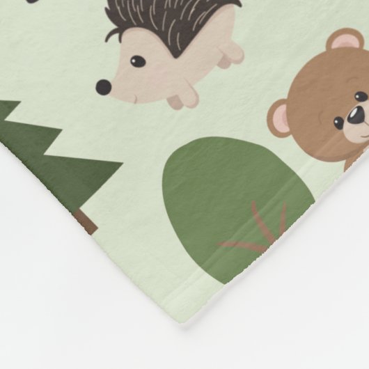 Natural Woodland Friends Baby Animals Trees Fleecedecke (Ecke)