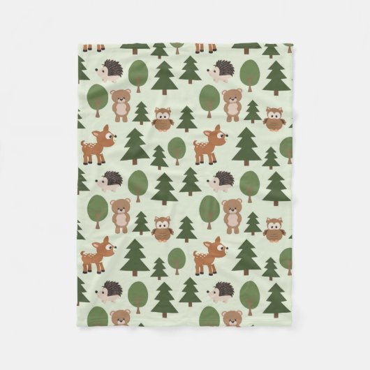 Natural Woodland Friends Baby Animals Trees Fleecedecke (Vorderseite)