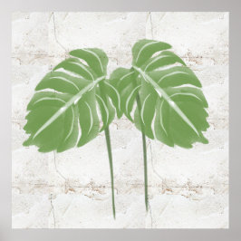 Naturale Abstrakt Monstera Blätter Rustikal Poster