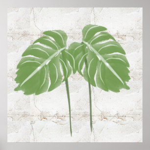 Naturale Abstrakt Monstera Blätter Rustikal Poster