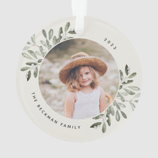Naturally Joyful | Botanical Personalized Photo Ornament (Rückseite)