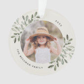 Naturally Joyful | Botanical Personalized Photo Ornament (Vorderseite)
