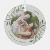 Naturally Joyful | Botanical Personalized Photo Ornament Aus Glas (Vorderseite)