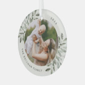 Naturally Joyful | Botanical Personalized Photo Ornament Aus Glas (Vorderseite links)