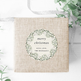 Naturally Joyful | Green | Personalized Christmas Runder Aufkleber