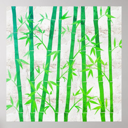 Naturals Abstrakt Green Bamboo Rustikal Poster (Vorne)