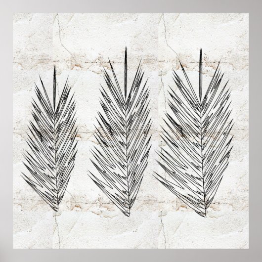 Naturals Wall Abstrakt Palm Blätter Zeichnend Poster (Vorne)