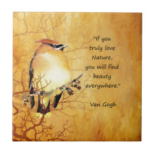 Naturangebot mit Cedar Waxwing Bird Art Fliese