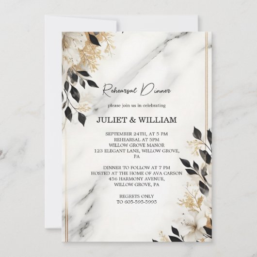 Naturarbeit gestapelt Stone Marmor Probe Abendesse Einladung (Vorderseite)