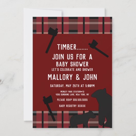 Naturbär und Ax Lumbarjack Fall Einladung (Vorderseite)
