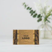 Naturbaum Bark Holz Grain Shimmery Border Logo Visitenkarte (Stehend Vorderseite)